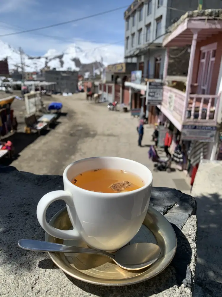 Drinking helps to prevent from altitude sickness - hot ginger tea