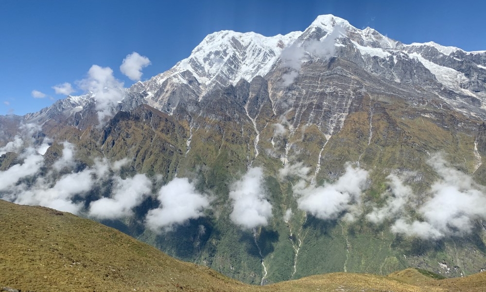 Incredible views of Annapurna South. Mardi Himal trek - day 5.