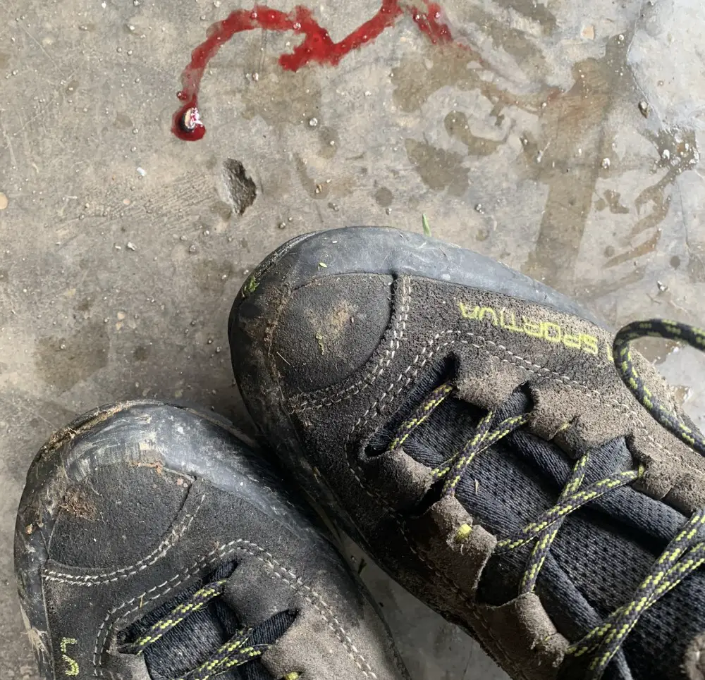 Taking off the boots in the guesthouse was a traumatic experience. Mardi Himal trek - day 2.