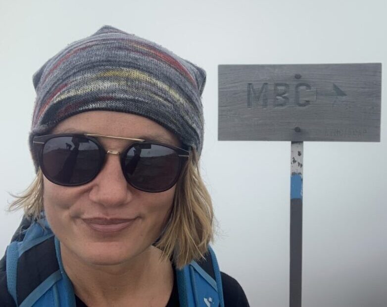 Mardi Himal trek - MBC sign and the foggy weather.