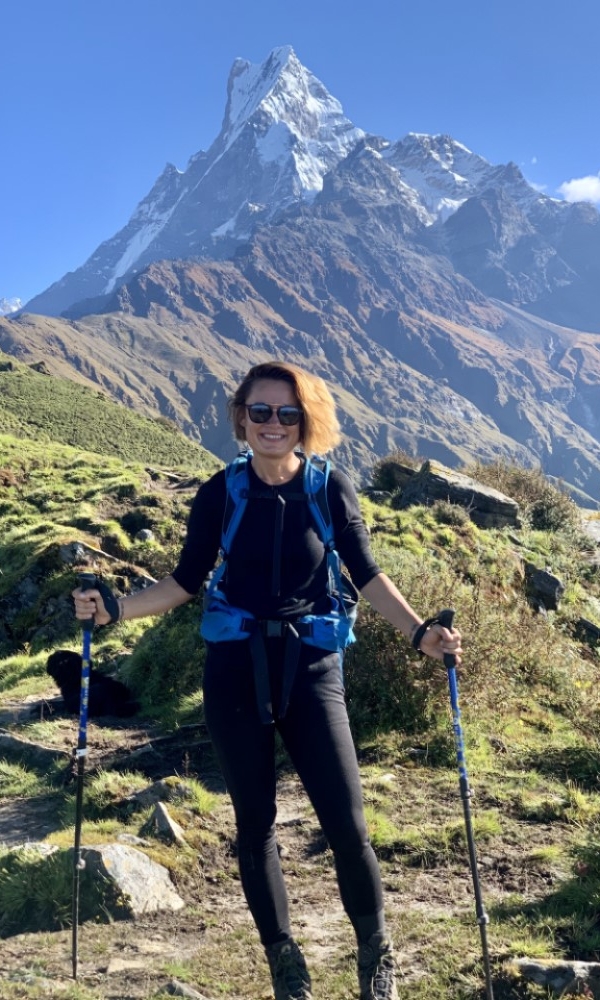 On the way to the Upper Viewpoint at 4,155m. Mardi Himal trek - day 5.