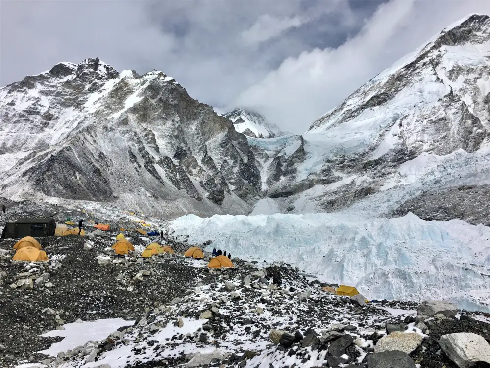Everest Base Camp or Annapurna Circuit - yellow tents in EBC