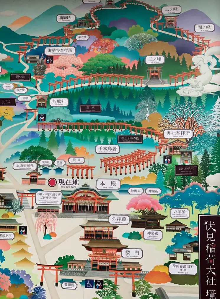 Mapa chramu Fushimi Inari-Taisha
