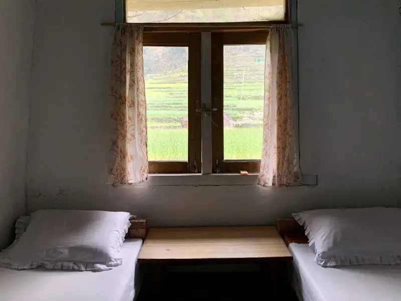 My simple room in the Rainbow Hotel in Ghermu.