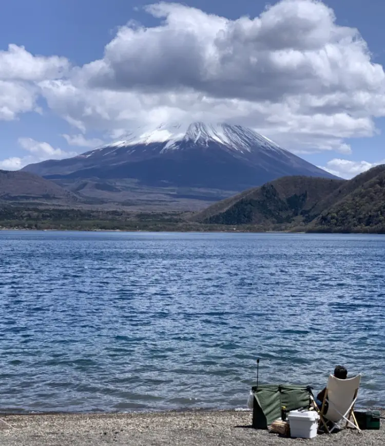 Camping under Mount Fuji Lake Motosu
