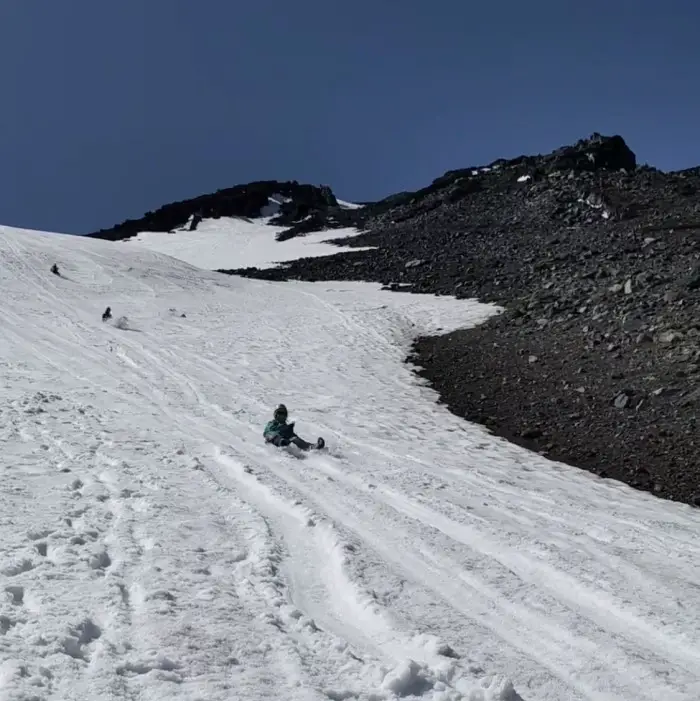 Mount Fuji snow off-season climb - sledding down