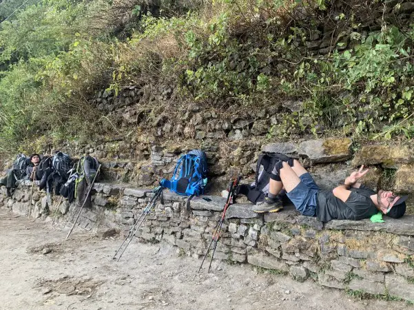 Annapurna Base Camp Trek resting on the way