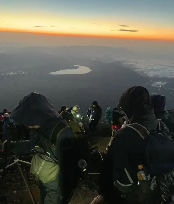 Mount Fuji crowds at the summit