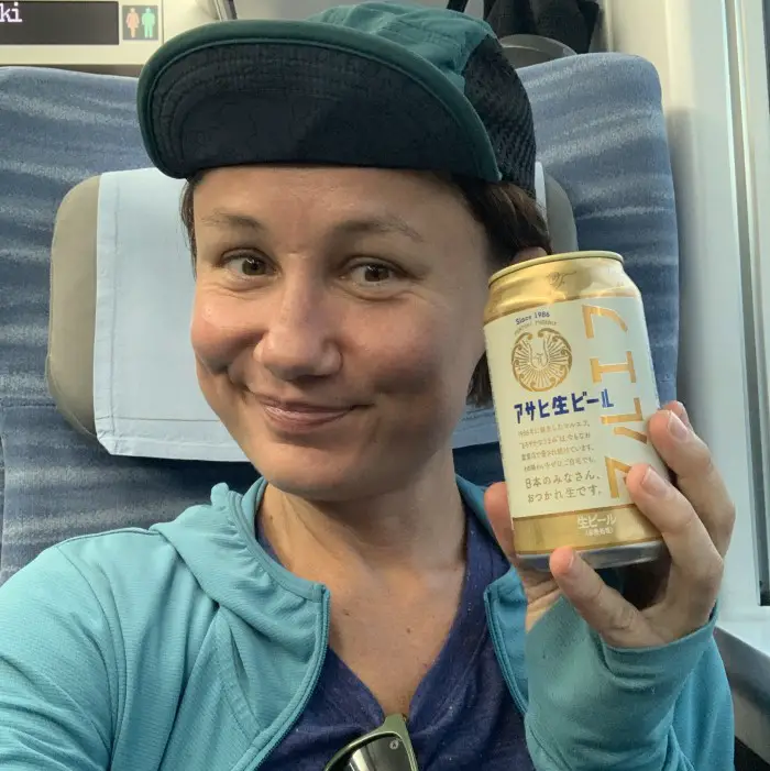 beer in a train in Japan
